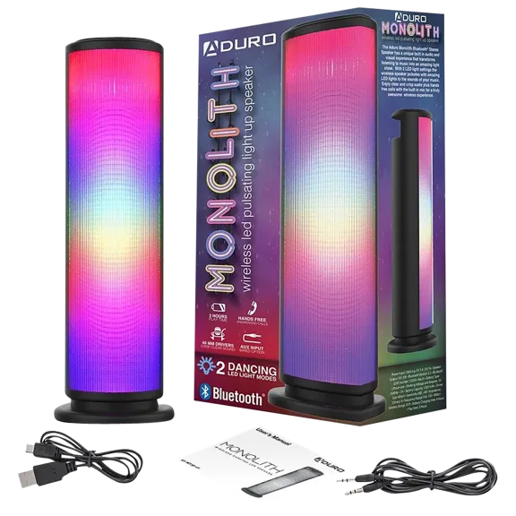 Aduro Monolith LED Light Up Tower Party Wireless Speaker