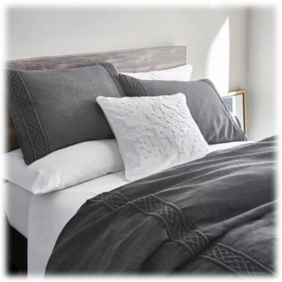 Threaded Trellis Garment Dyed Linen Pillow Sham