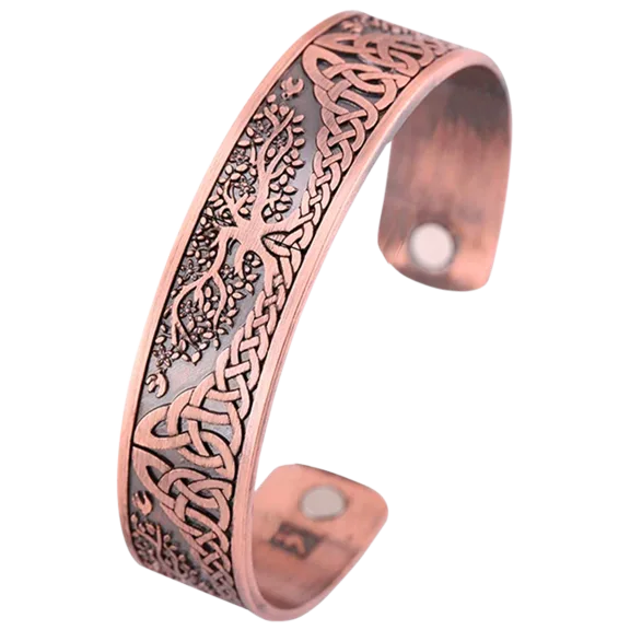 Adjustable Tree Of Life Magnetic Therapy Copper Bracelet by Two Elephants