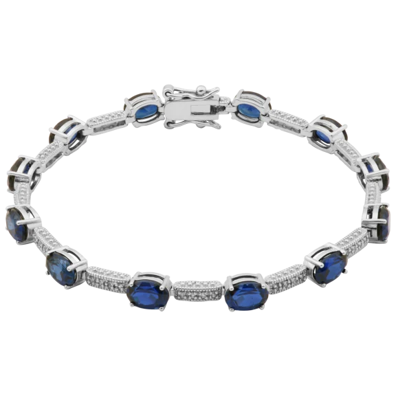 Morgan & Paige Sterling Silver Sapphire Oval Tennis Bracelet