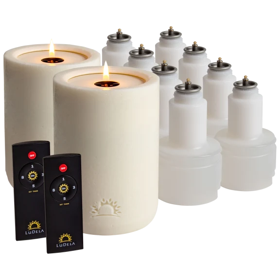 LuDela Remote Control Real Flame Candle Set (2 Candles, 8 Refills)
