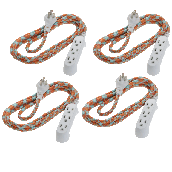 4-Pack: 360 Electrical Habitat Braided 3-Outlet Extension Cord