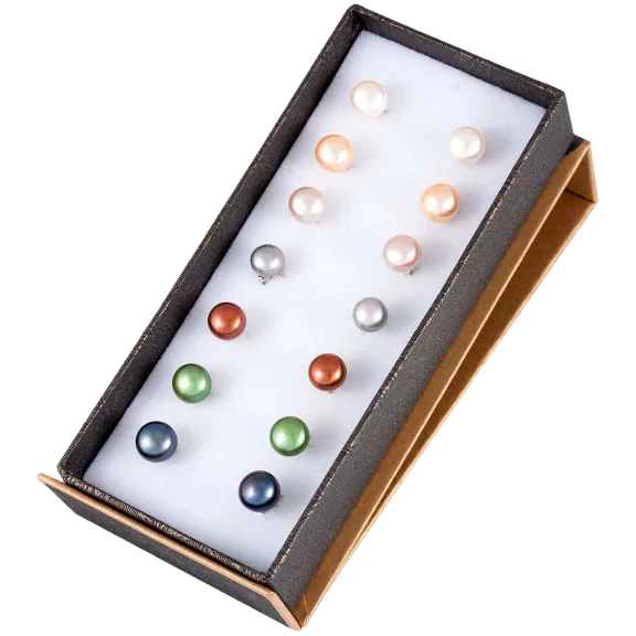 Splendid Pearls 7-8mm Set of 7 Freshwater Pearl Earrings