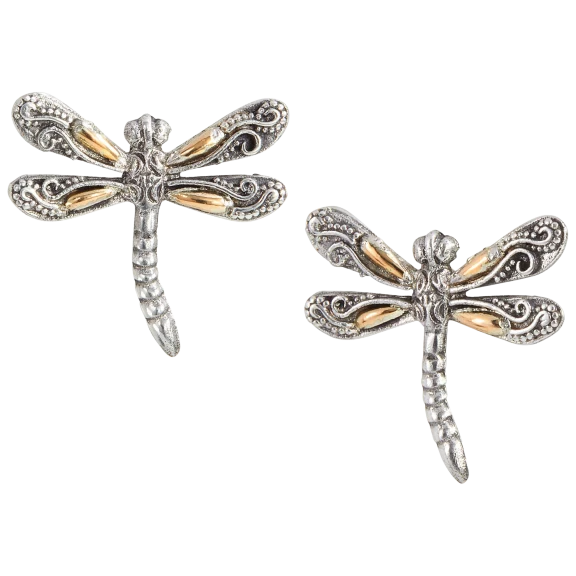 Savvy Cie Jewels 18K Gold and Sterling Dragonfly Stud Earrings