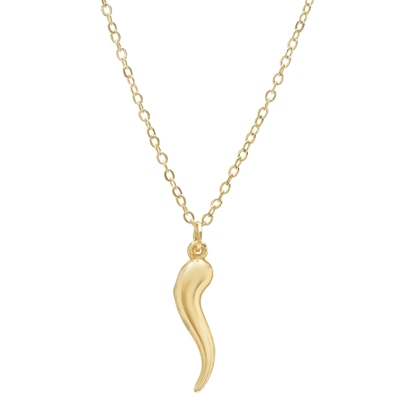 14K Gold Italian Horn Charm Necklace