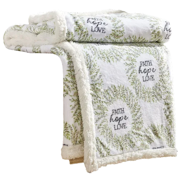 Luxury Home Sherpa Faith, Hope & Love Throw Blanket