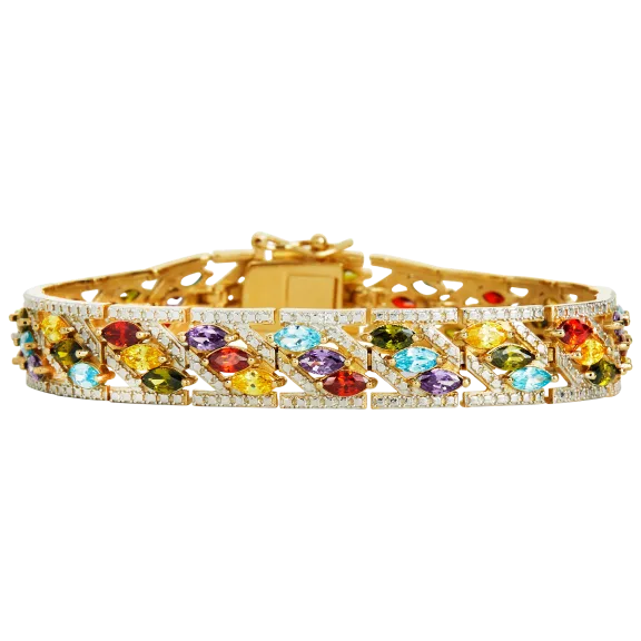 Savvy Cie Multi-Gem Lab Created Marquise Bracelet