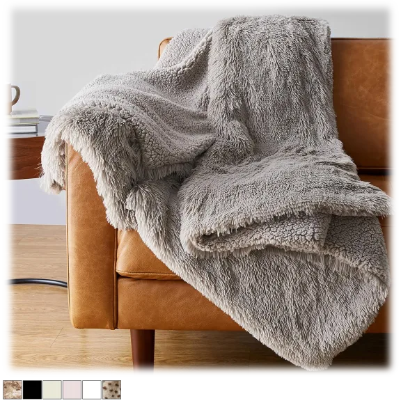 2-Pack: Amazon Basics 50"X60" Faux Fur Sherpa Throw Blankets