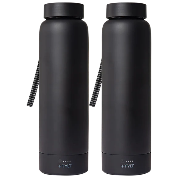 2-Pack: TYLT 24oz Power Water Bottle with Built-In Phone Chargers