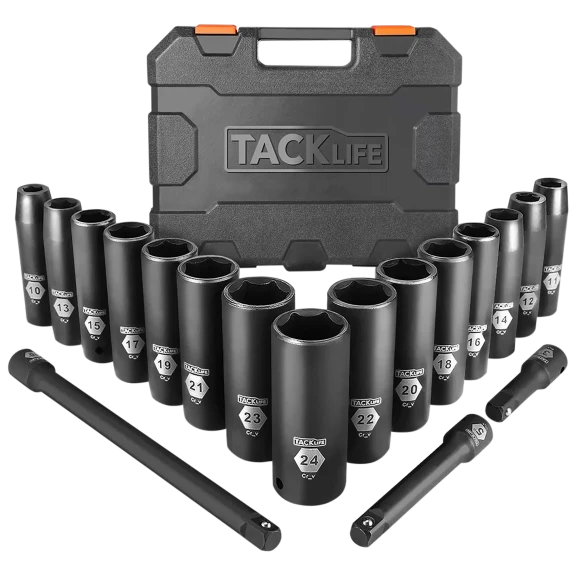Tacklife 18-Piece 1/2-inch Drive Deep Impact Socket Set