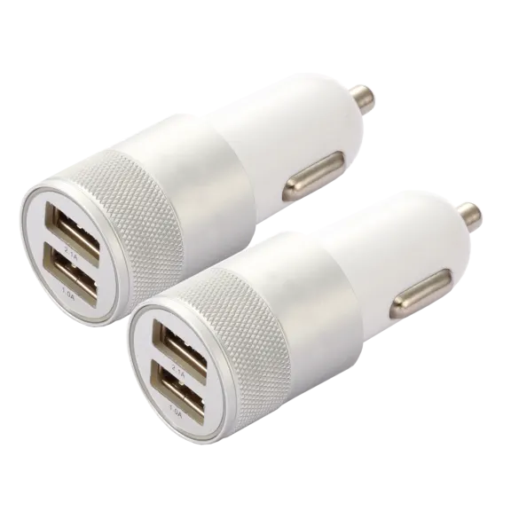 2-Pack: Dual USB 2.1 Amp Car Charger