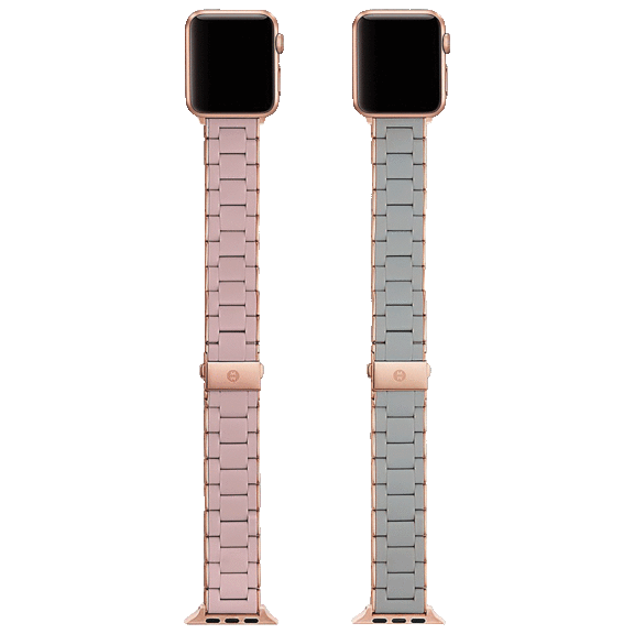 2-Pack: Michele Silicone-Wrapped Stainless Steel Bands For Apple Watch