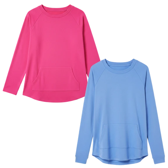 2-Pack: Isaac Mizrahi Live! Essentials Wide Crew-Neck Top with Pockets