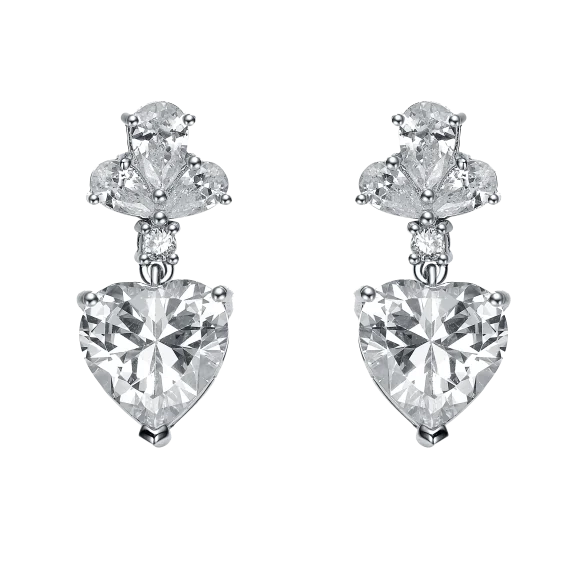 Megan Walford Lab Created Heart Shaped Diamond Earrings