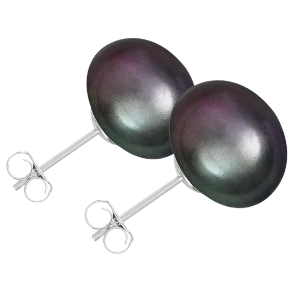 Splendid Pearls 11mm Black Stud Earrings