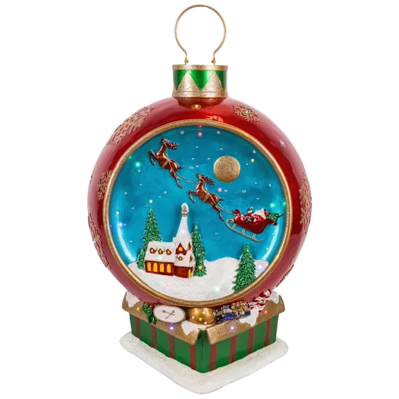 National Tree Company Bola Adorno de Trineo de Santa de 34" con Música Navideña
