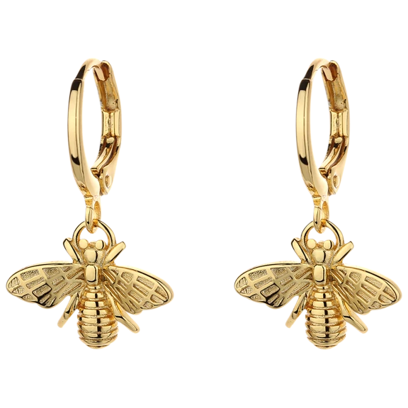 Rose And Lilly 14K Gold Plated Bee Huggie Drop Earrings