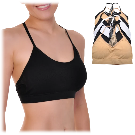 6-Pack: Angelina Wire-free Seamless Bralette with Lace Back Design