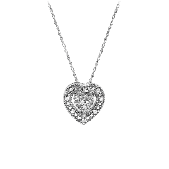 Diamond Muse 0.10 Carat TW Heart Pendant Necklace In Sterling Silver