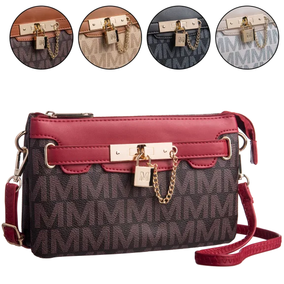 Milan Imports Lock & Chain Crossbody-Wristlet Combo Handbag