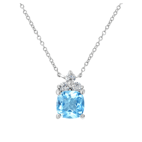 Gemistry Sterling Silver Gemstone and Cubic Zirconia Cushion Necklace