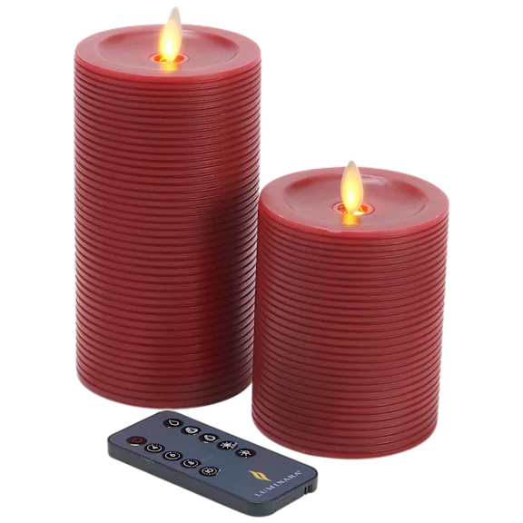 2-Pack: Luminara Textured Striped Flameless Pillar