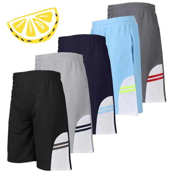 5-Pack: Men's Moisture Wicking Mesh Shorts