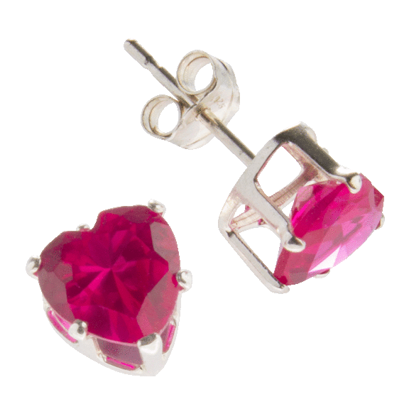 A&M Sterling Silver Heart Shaped Birthstone Earrings