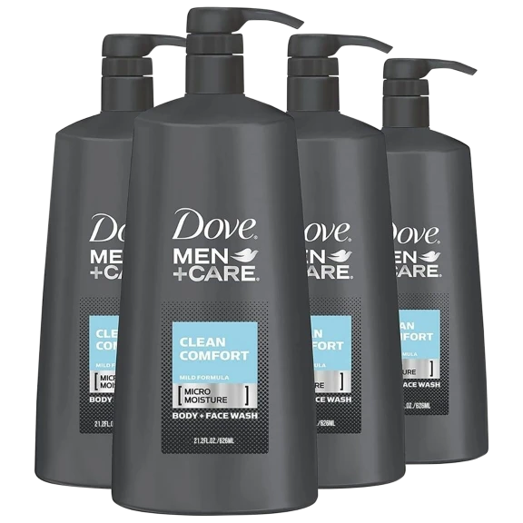Dove Men+Care Clean Comfort Body + Face Wash, 21.2 fl. oz. (4-Pack)