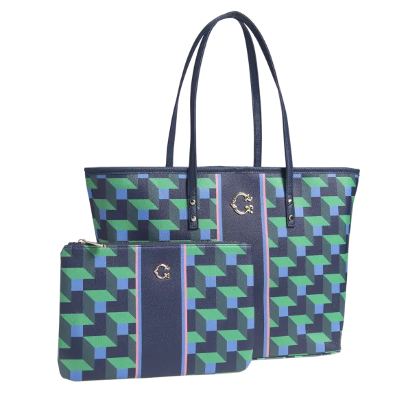 Nordic Building Blocks Pattern Large Tote and Pouch Bundle by C. Wonder