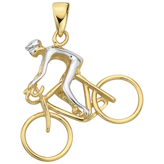 Pori Jewelers 14K Two Toned Delicate Men on Bicycle Dainty Pendant