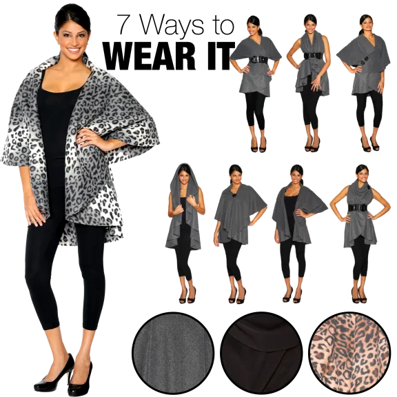 7 Ways to Wear Color-Block Fleece Convertible Shawl by Shawl Dawls