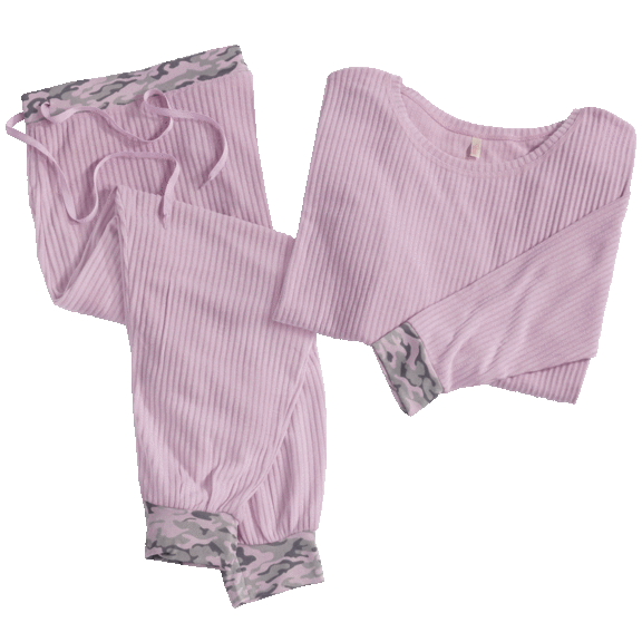 Rhonda Shear Plus Size Rib Knit Jogger Lounge Set