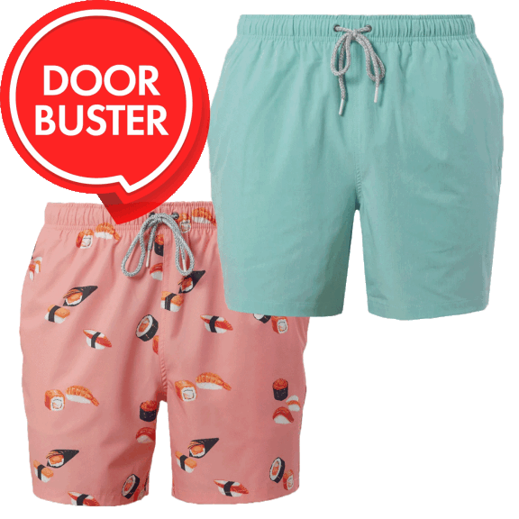 2-Pack: Rainforest Men's Quick-Dry Swim Trunks