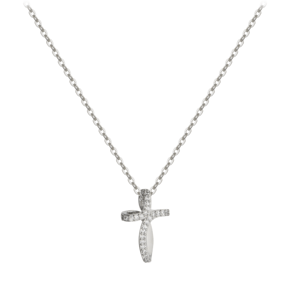 Tamborat White Gold Plated 1ct Simulated Diamonds Infinity Cross Necklace
