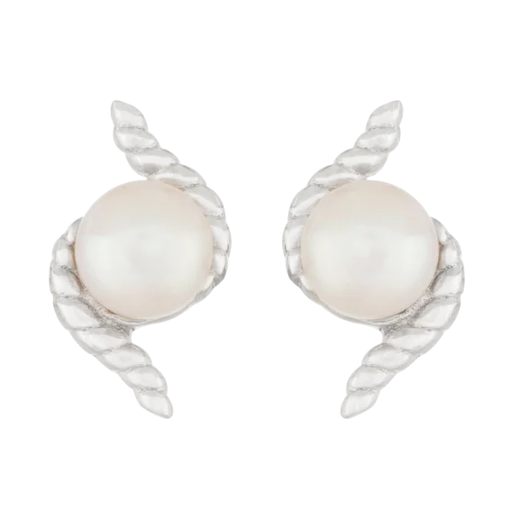 Sterling Silver Pearl Stud Earrings