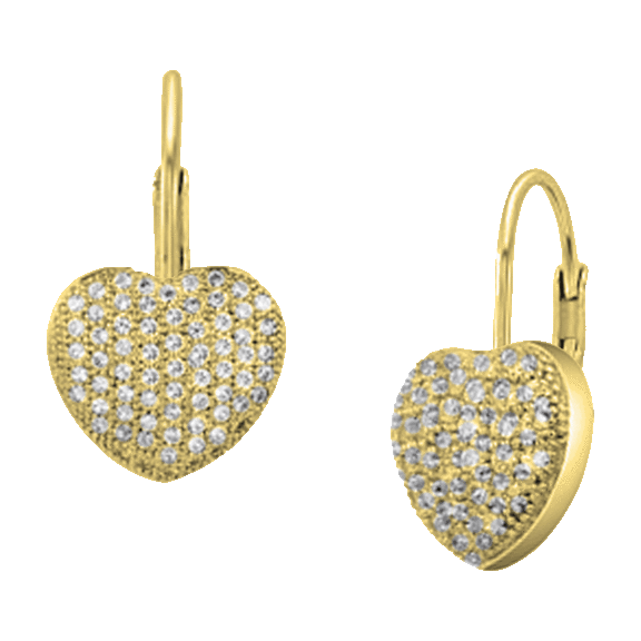 Savvy Cie Pave Heart Drop Earrings