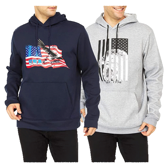 2-Pack: Men's Fleece-Lined Pullover Hoodies