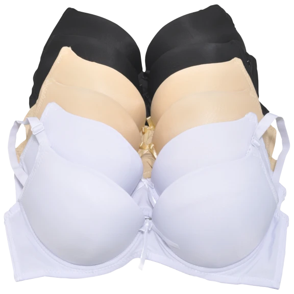 6-Pack: Angelina Ultimate Push-Up Padded Bras with Convertible Straps