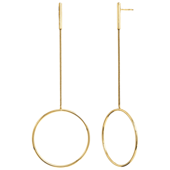 Savvy Cie 14K Gold Plate Long Drop Hoop Earrings