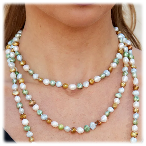 Savvy Cie Cultured Spring Pastel Cultured  Pearl Necklace