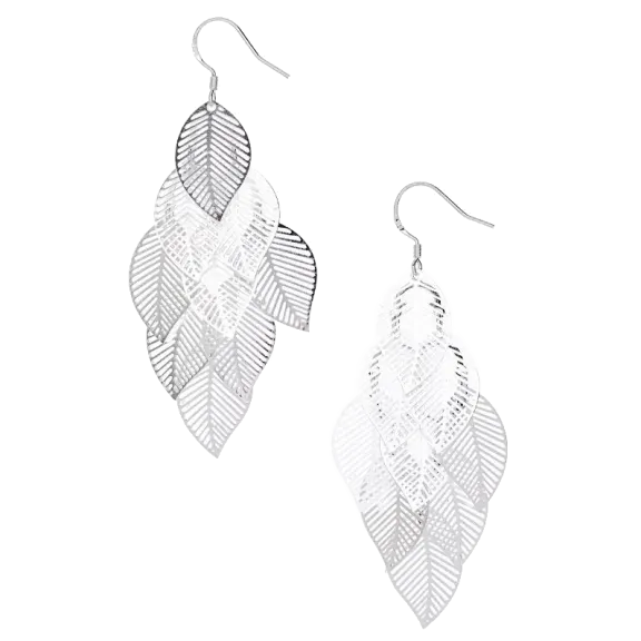 Hollywood Sensation Ava .925 Sterling Silver Plated Leaf Earrings