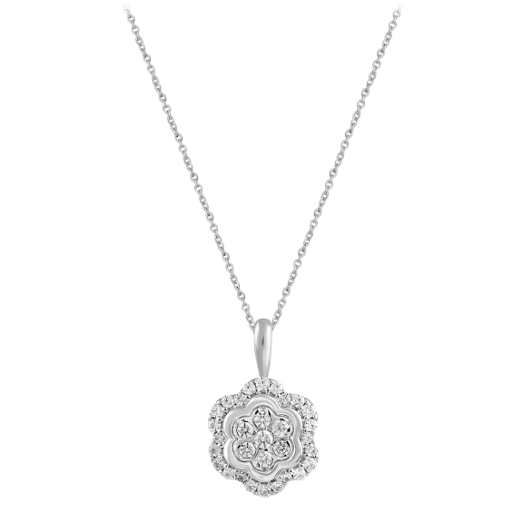 Fifth and Fine 1/4 Carat Diamond Flower Cluster Pendant Necklace 925 Sterling Si