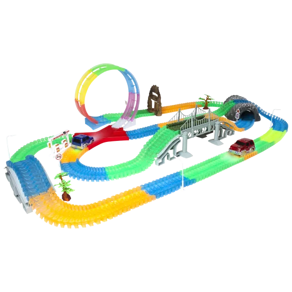 Mega Galaxy Flex-Track 425 Piece Glow Track with 2 Electric LED Light Cars