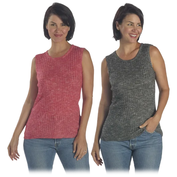 DG2 by Diane Gilman Marled Ribbed Knit Sweater Tank