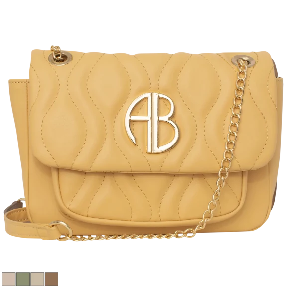 Alexis Bendel Vegan Leather Quilted Crossbody Handbag with Chain Strap