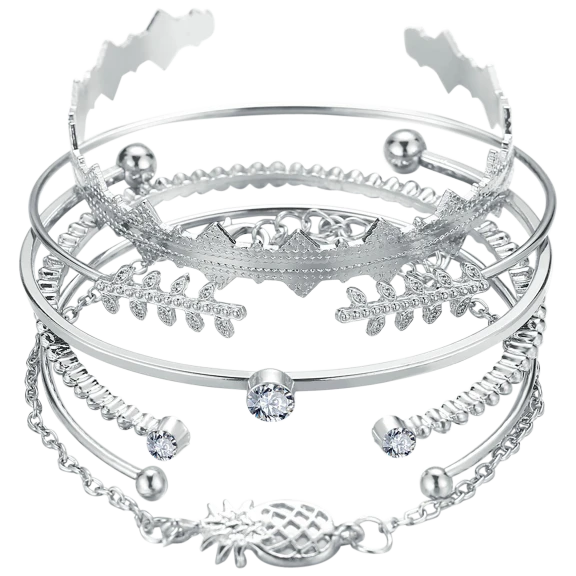 Golden NYC Jewelry 6 Piece Silver Plating Egyptian Bangle Set