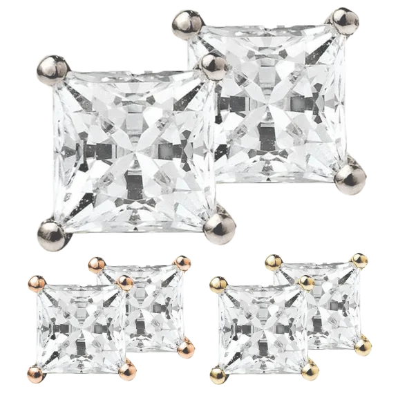 1.50 Total Carat Weight Princess Cut Stud Earrings
