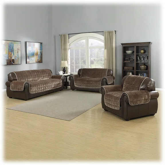 Quick Fit Joseph Flannel Reversible Waterproof Sofa Cover in Taupe/Mocha