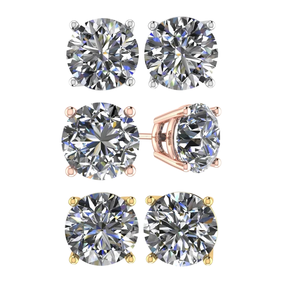 14K Gold Simulated Diamond Stud Earrings